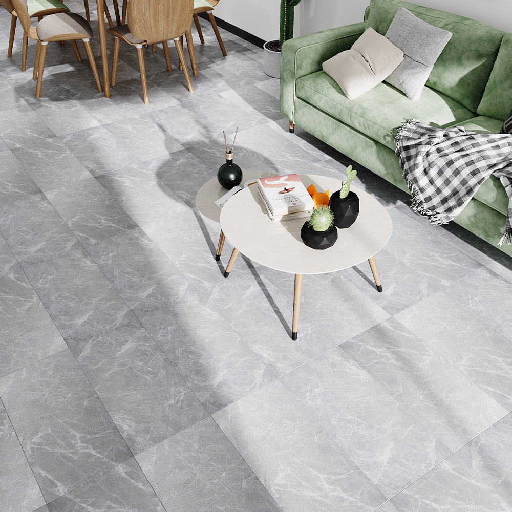 Living and Home Realistic Stone Texture Light Grey Marble PVC Self Adhesive Flooring 28 Pack Image 1
