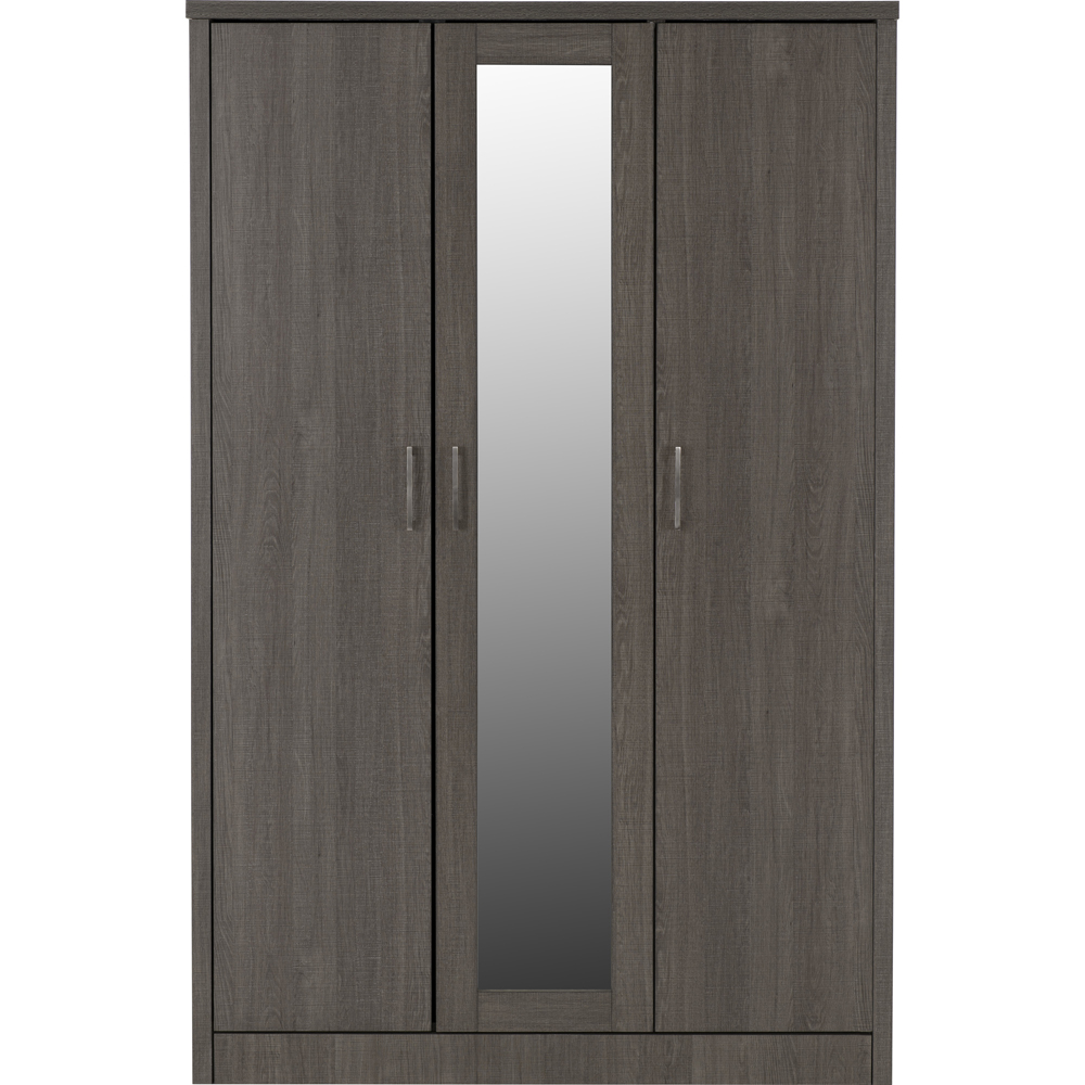 Seconique Lisbon 3 Door Black Wood Grain Wardrobe Image 3