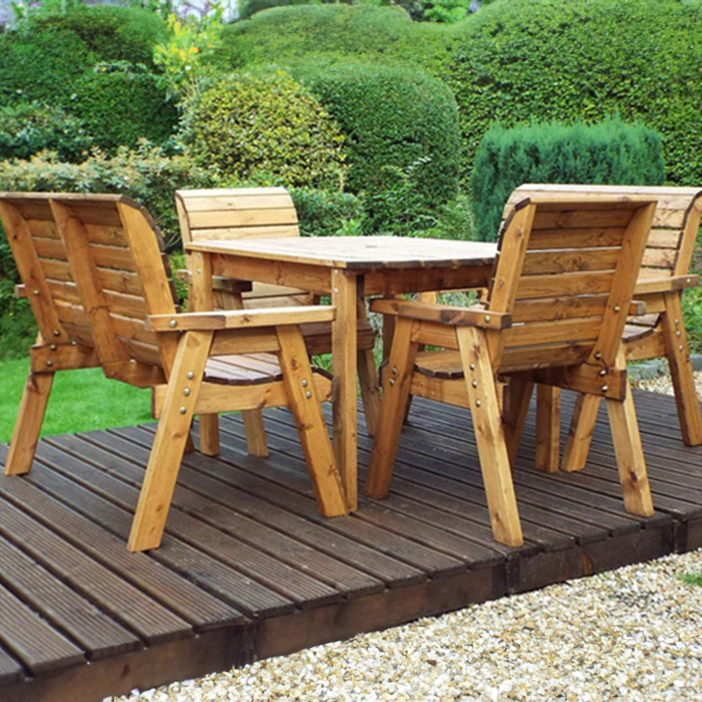Samuel Alexander Hand Made Wooden 6 Seater Garden Dining Bench Set Rustic Image 5