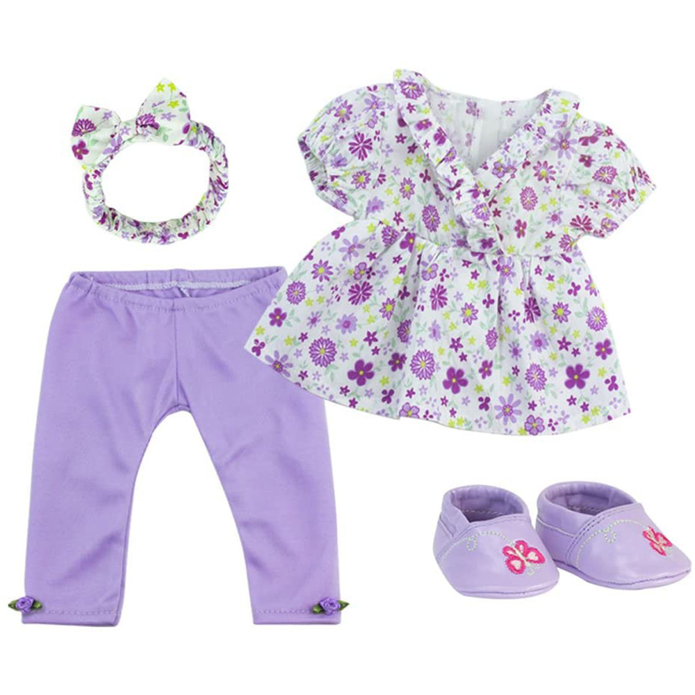 Teamson Kids Floral Top Leggings Headband and Slip On Doll Outfit Set Image 3