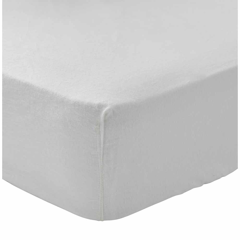 Wilko Brushed Cotton Cream Double Fitted Sheet Image 1