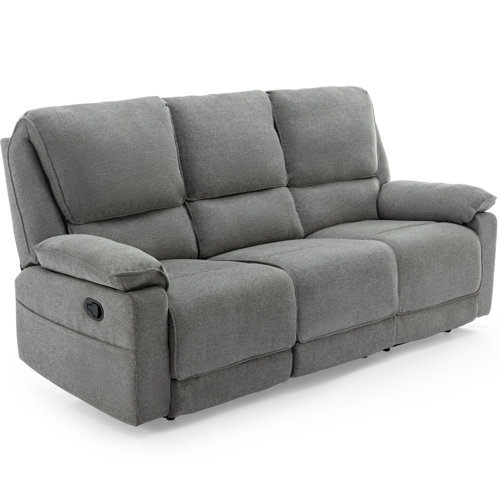 Furniture Online Sydney 3 Seater Grey Manual Recliner Sofa with Drinks Console Image 2