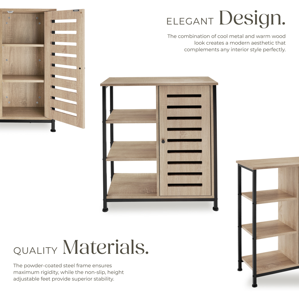 Tectake Runcorn Single Door 3 Shelf Sonoma Oak Sideboard Image 4