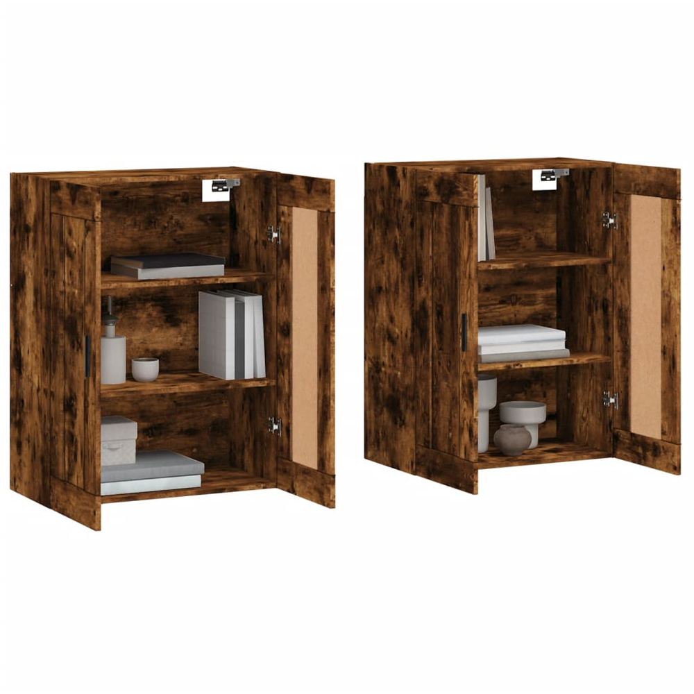 vidaXL 2 Door Brown Smoked Oak Wall Mounted Cabinet 2 Pack Image 3