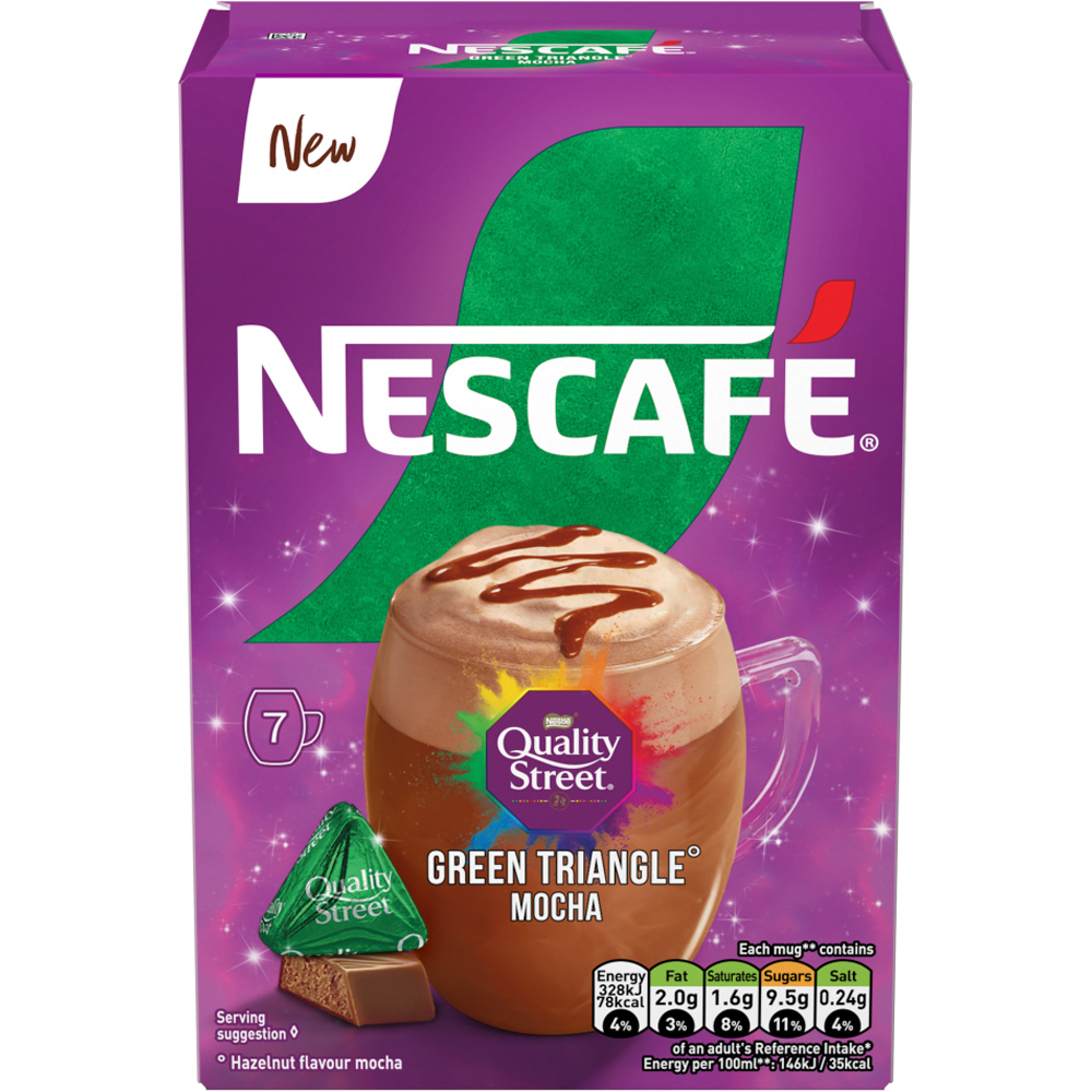 Nescafe Quality Street Green Triangle Hazelnut Flavour Mocha 19g 7 Pack Image 1