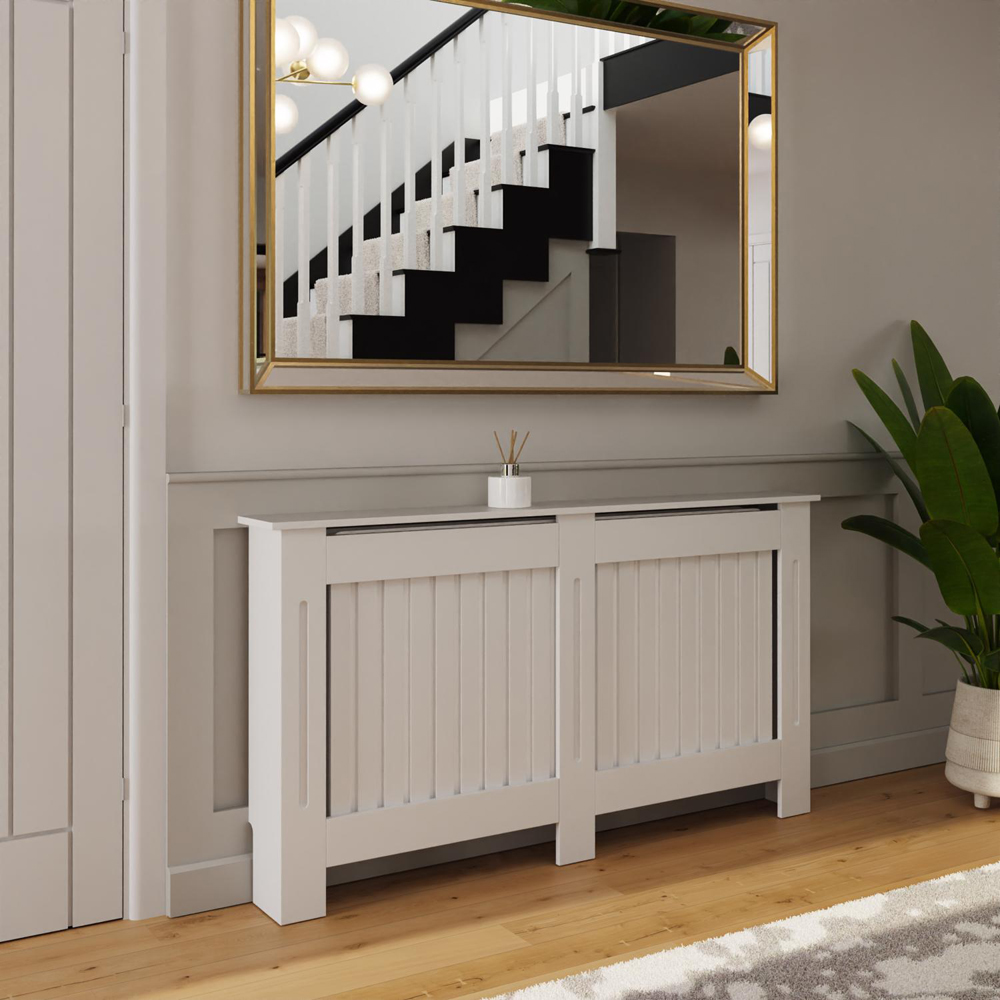 FWStyle White Vertical Slat MDF Radiator Cover Large Image 2