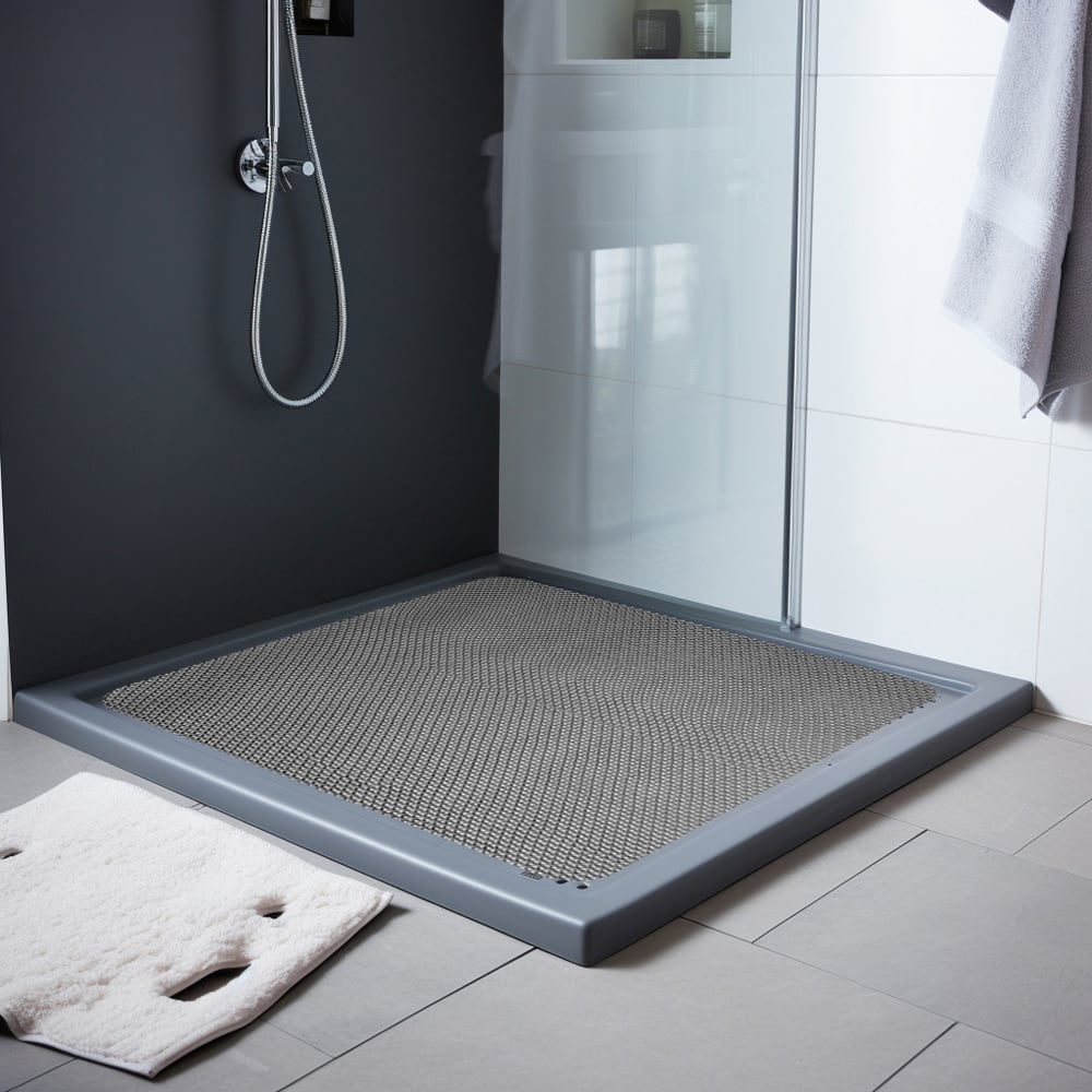 Nicoman Reversible Grey and Brown Square Corner Shower Mat 53 x 53cm Image 2