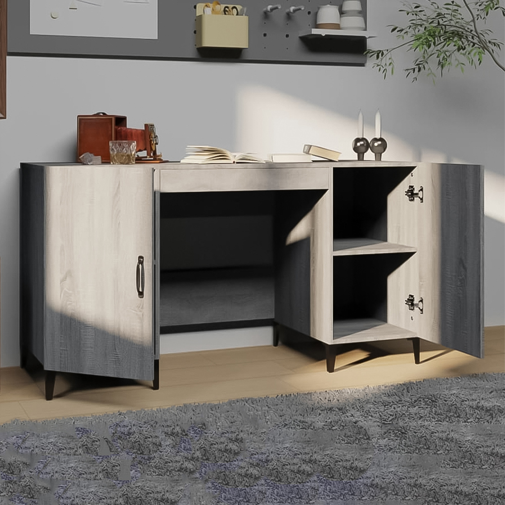 vidaXL Modern Large Desk Smoked Oak Image 1