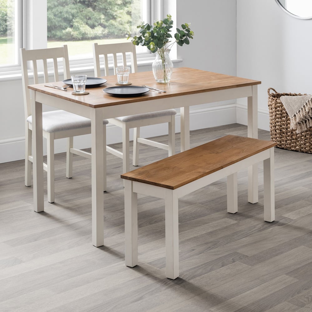 Julian Bowen Coxmoor 2 Seater Ivory and Oak Dining Bench Image 7