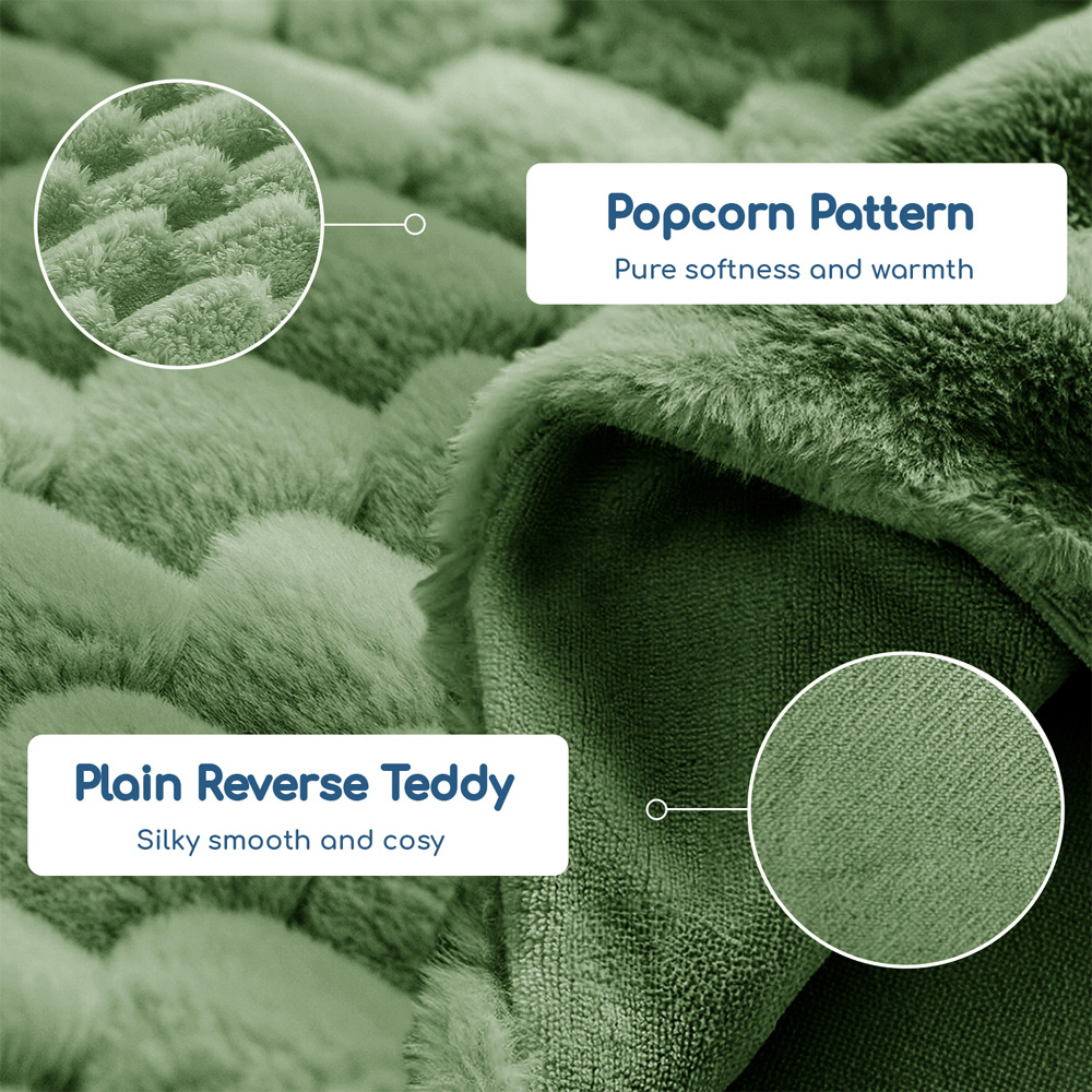 Velosso Super King Size Olive Chunky Popcorn Fitted Sheet Image 4