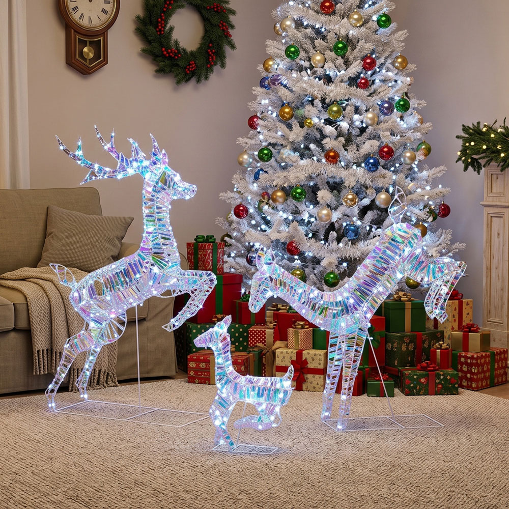 Outsunny 200 Cool White LED 3-Piece Reindeer Family Set Outdoor Christmas Decoration Image 6