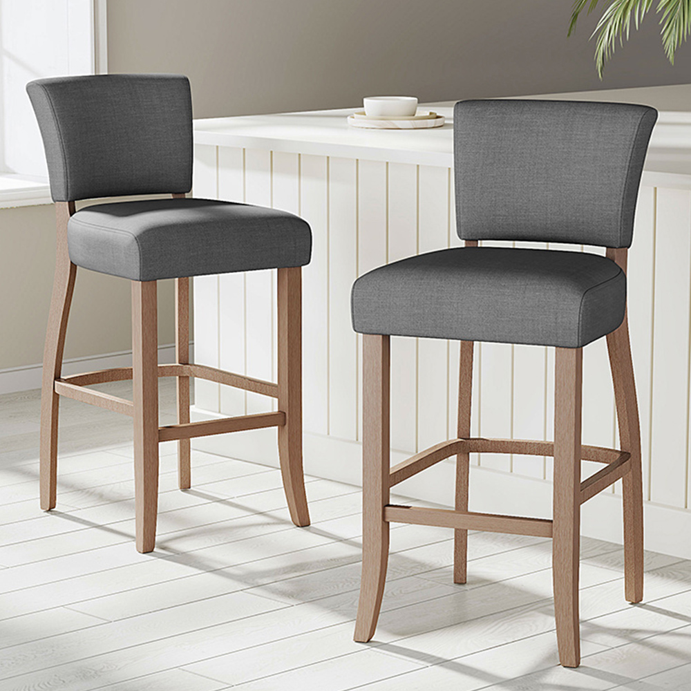 Living and Home Wooden Bar Stool Set of 2 Image 1