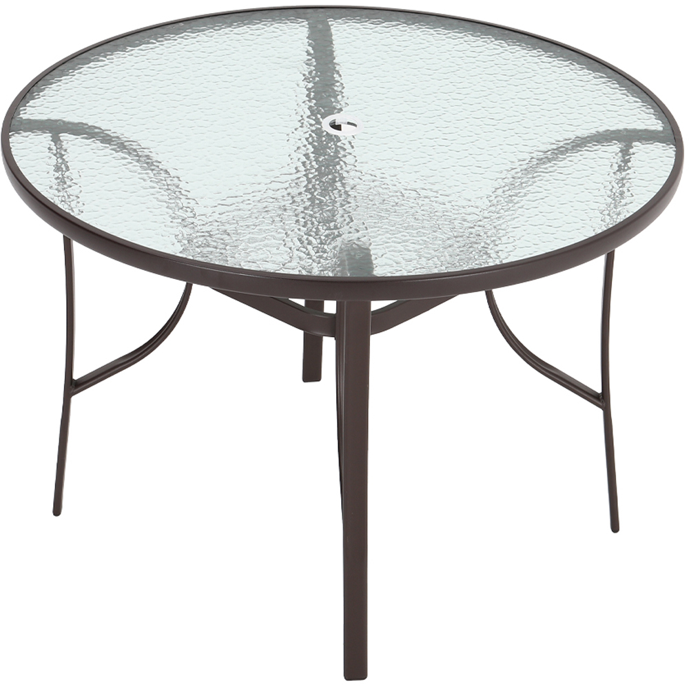 Living and Home 2 Seater Tempered Glass Coffee Table with Parasol Hole Image 2