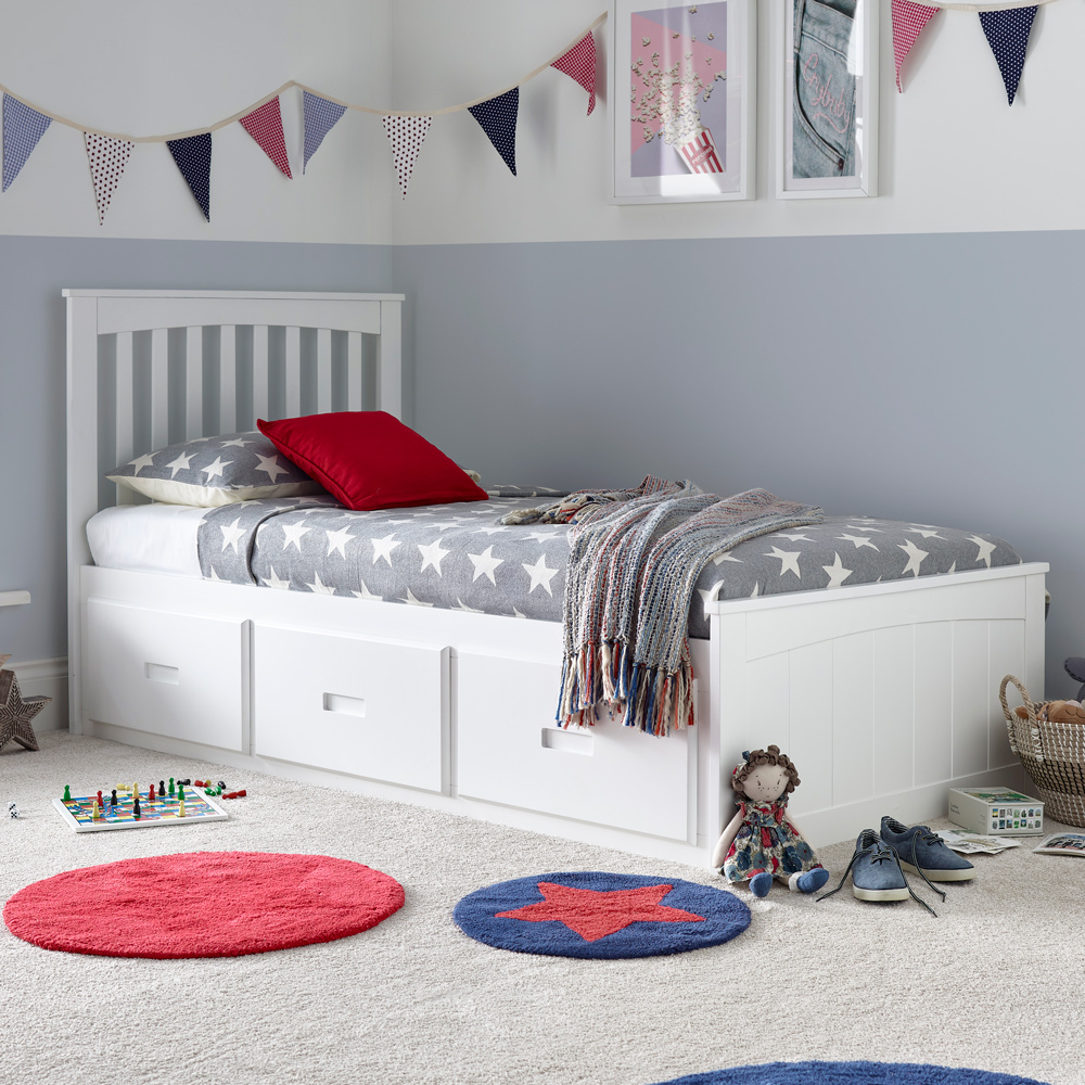 Bedmaster Quest White 3 Drawer Wooden Bed Image 1