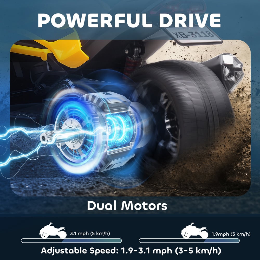 AIYAPLAY Kids Yellow Ride On Electric ATV Quad Bike 12V Image 4