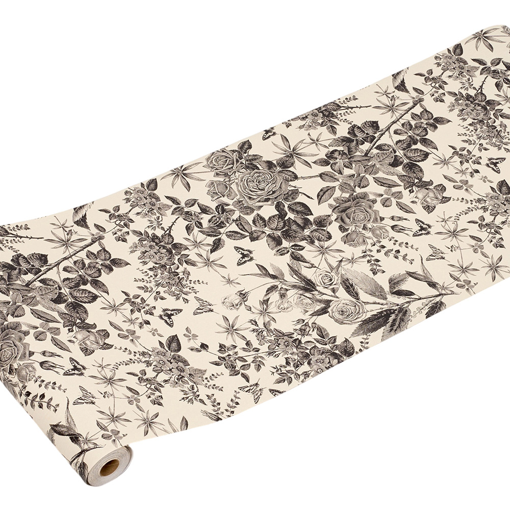 Living and Home Floral Pattern Beige and Black Peel and Stick Wallpaper Image 5