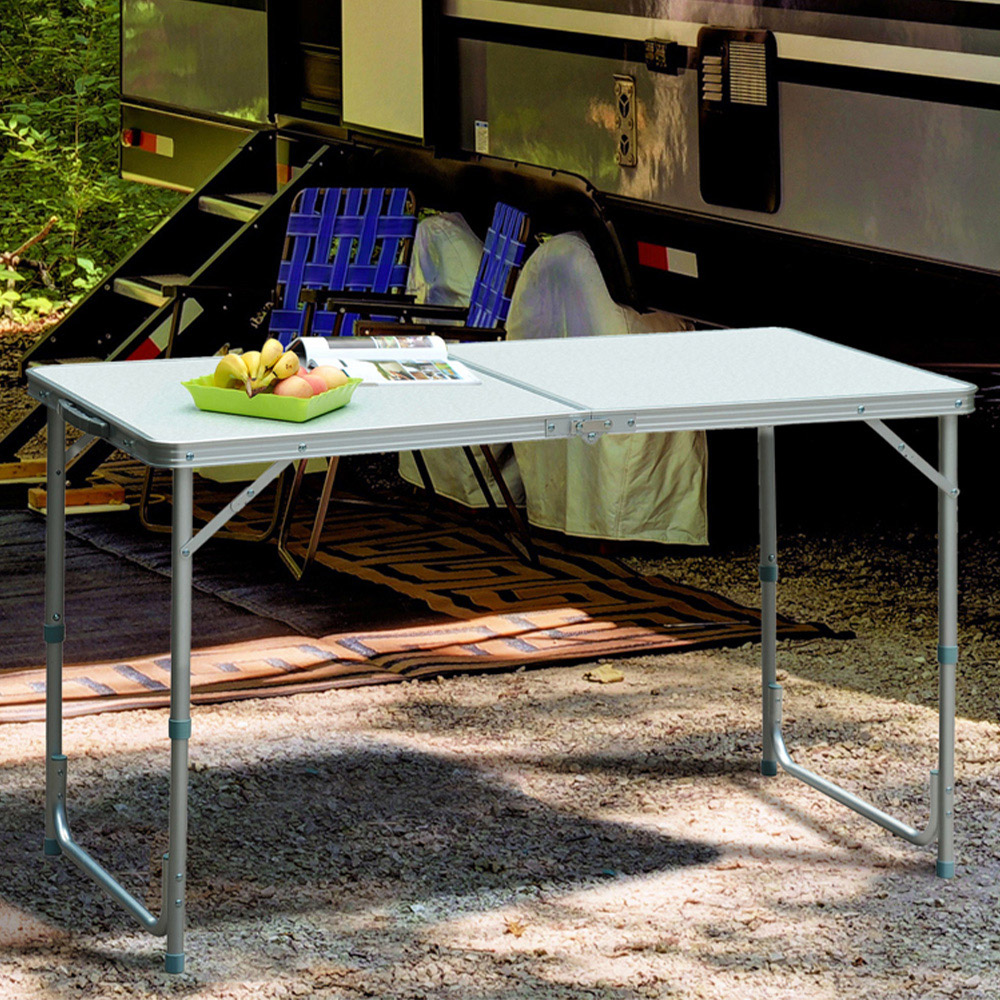 Outsunny Silver Aluminium Foldable Picnic Table Image 2