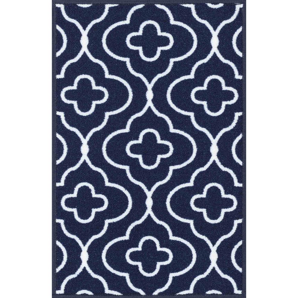 Desire Rugs Havana Navy Quatrefoil Anti Slip Door Mat 150 x 80cm Image 1