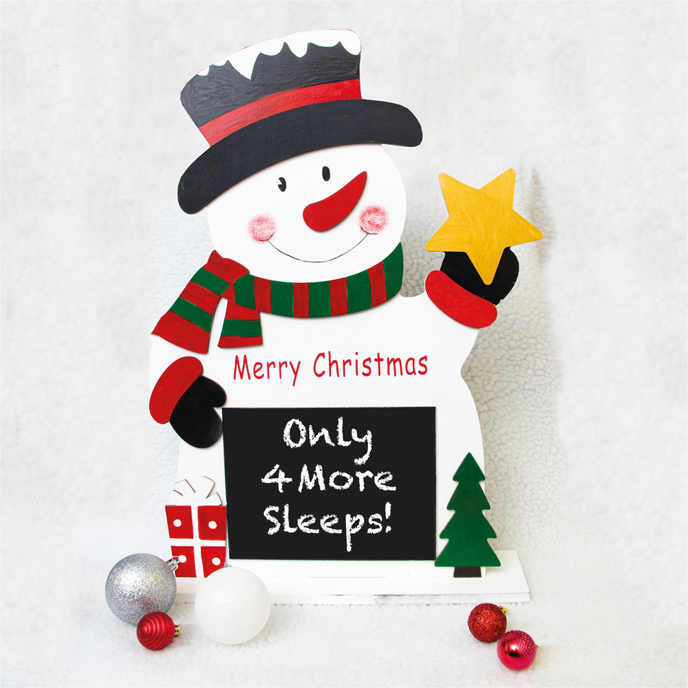 St Helens Wooden White Snowman on Stand with Chalkboard Image 4