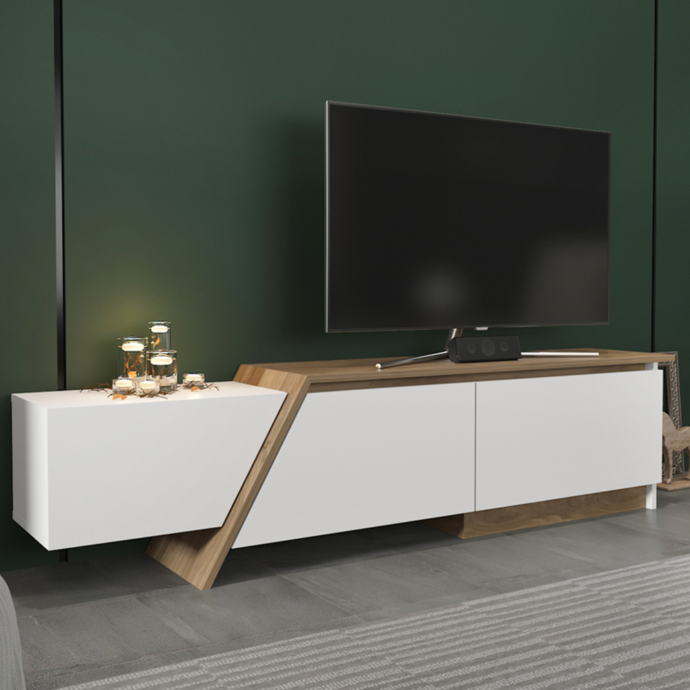Decorotika Zonas 3 Door White and Walnut TV Unit Image 1
