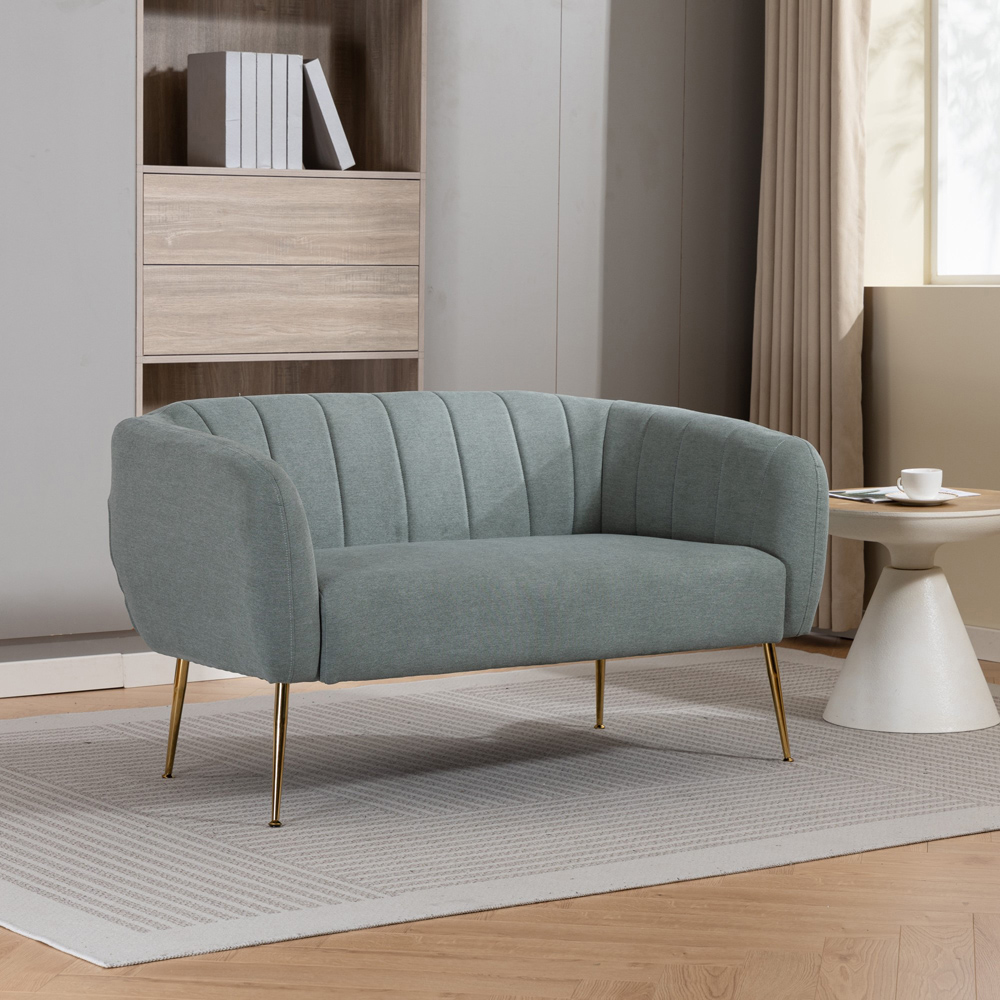 Artemis Home Stanton 2 Seater Duck Egg Fabric Shell Accent Sofa Image 4