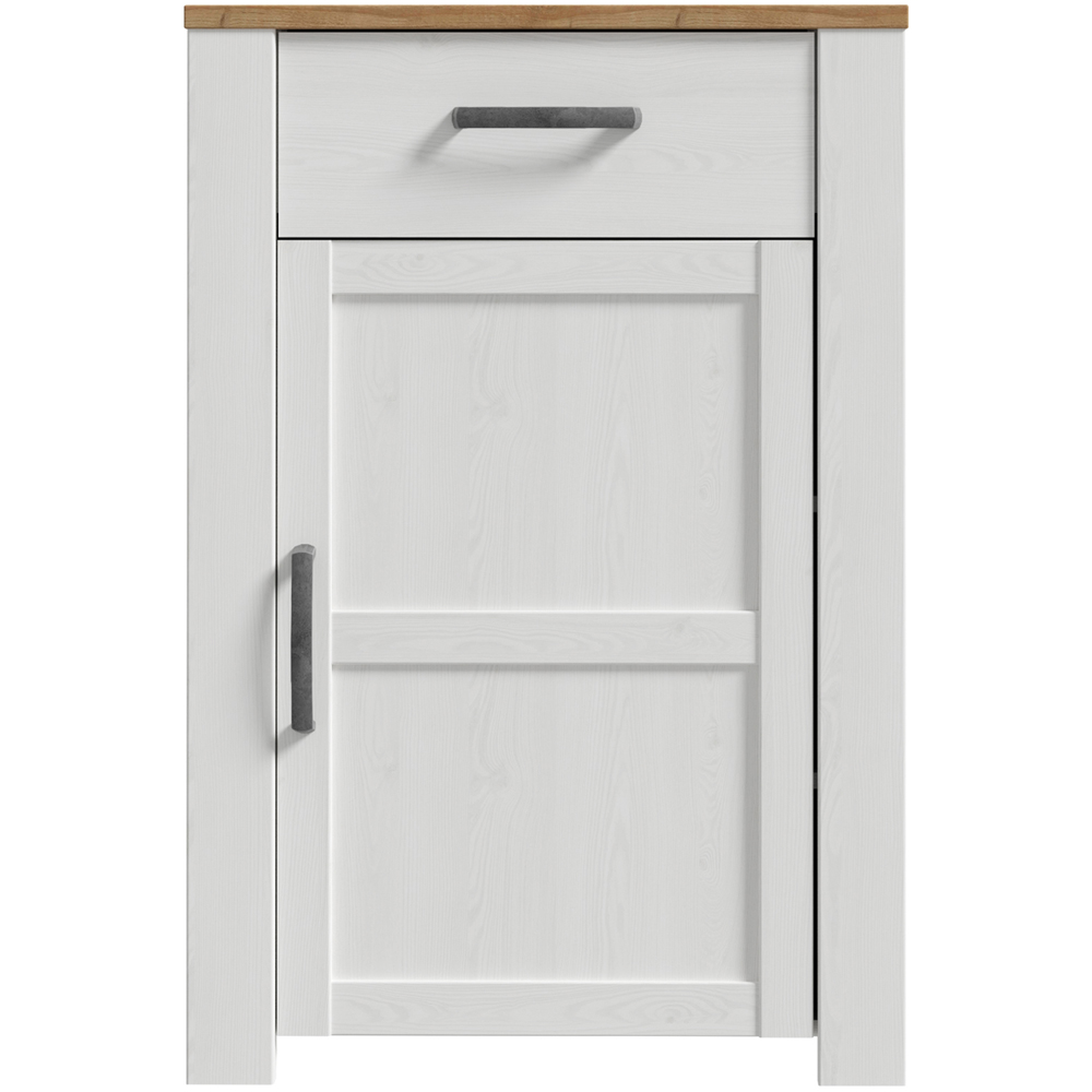 Florence Bohol Single Door Single Drawer Riviera Oak and White Shoe Cabinet Image 3