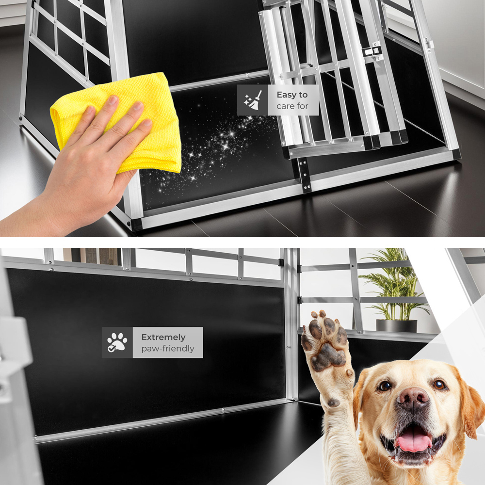 tectake Black Lockable Dog Crate Image 7
