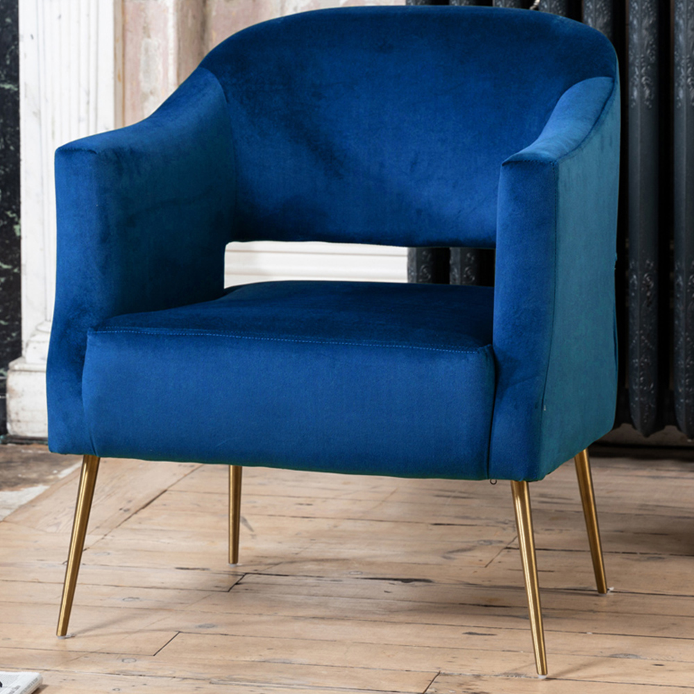 Artemis Home Hobson Dark Blue Velvet Accent Chair Image 1