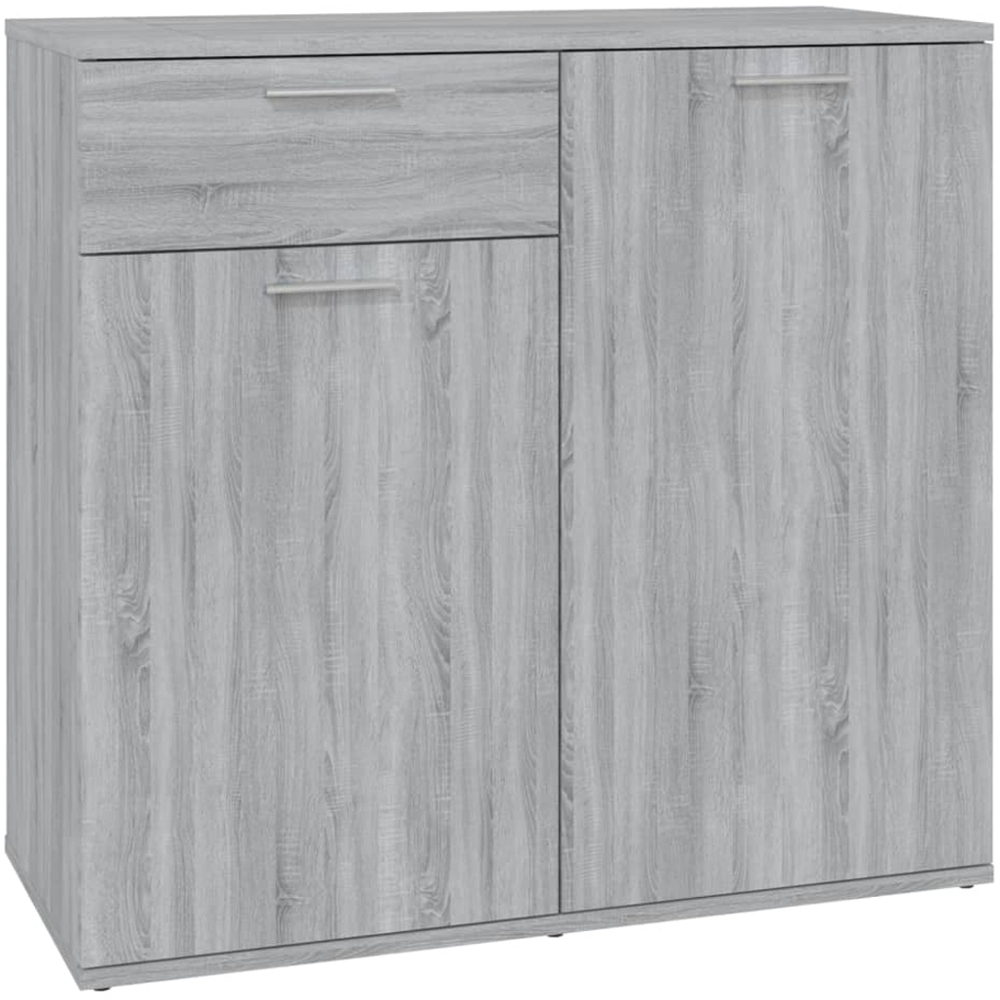 vidaXL 2 Door Single Drawer Grey Sonoma Wooden Sideboard Image 2