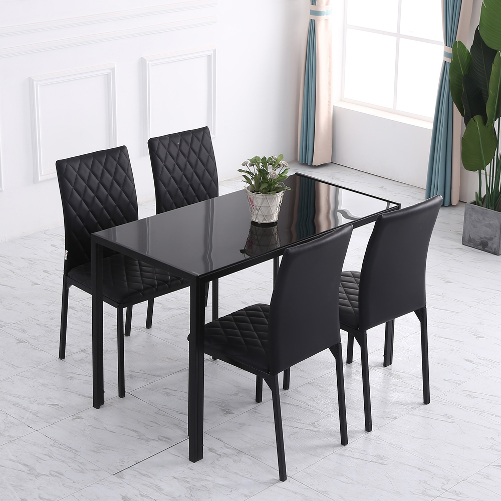 Portland Set of 4 Black Faux Leather Dining Chair Image 4