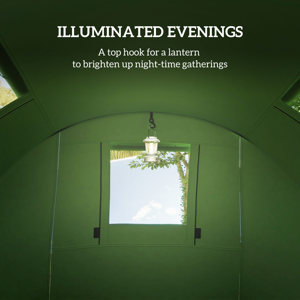 Outsunny 3-4 Person Waterproof Family Camping Tent with Bedroom and Living Room Green Image 5