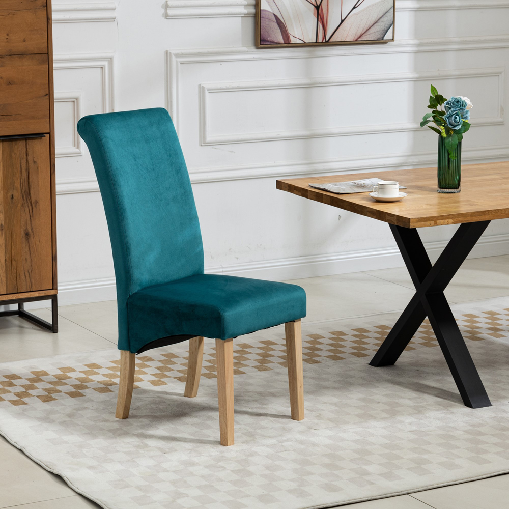 Artemis Home Rimini Set of 2 Teal Velvet Fabric Dining Chair Image 3