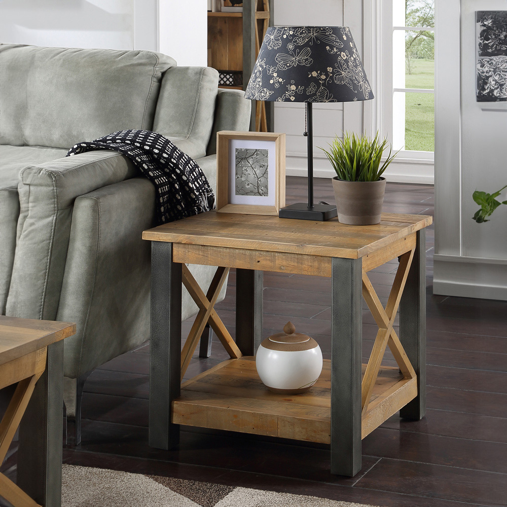 Baumhaus Urban Elegance Single Shelf Reclaimed Wood Lamp Table Image 2