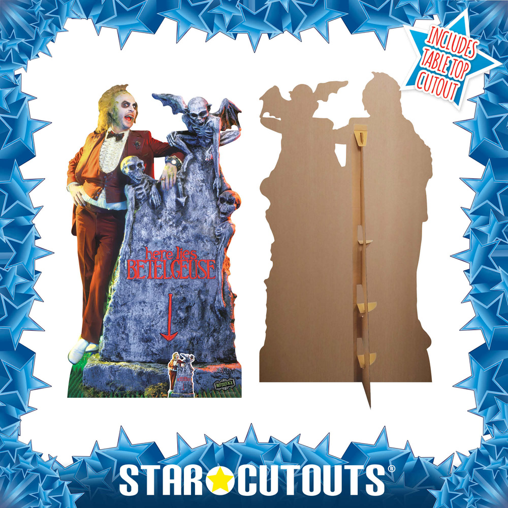 Star Cutouts Beetlejuice Michael Keaton with Tombstone Cutout 6ft Image 4