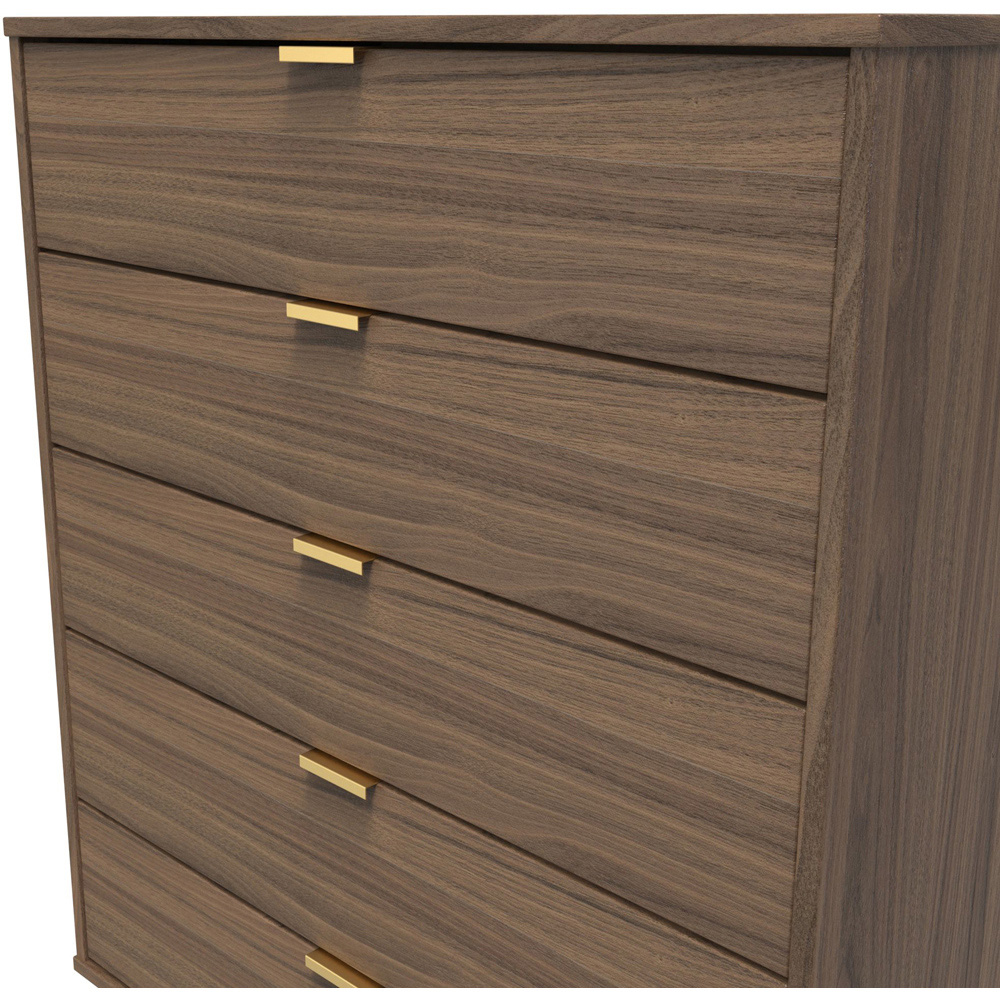 Crowndale Hong Kong 5 Drawer Carini Walnut Chest of Drawers Ready Assembled Image 5