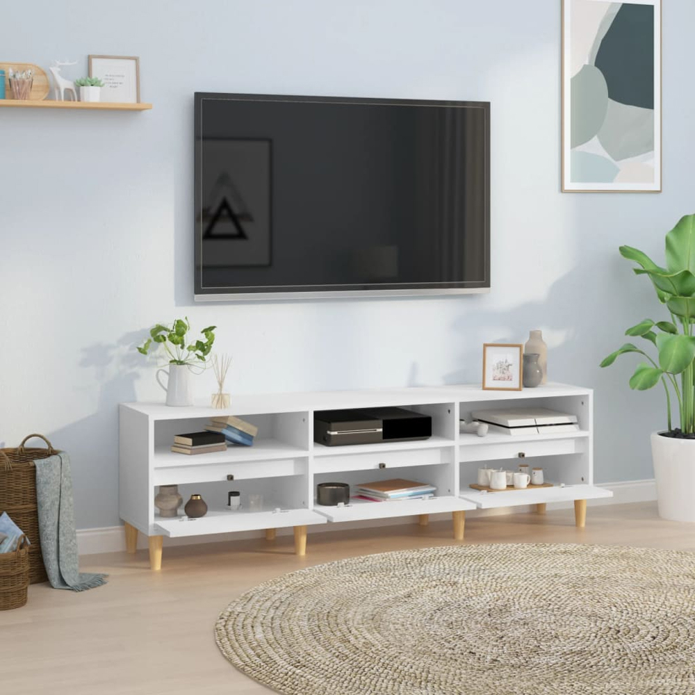 vidaXL 3 Door 3 Shelf White TV Cabinet Image 8