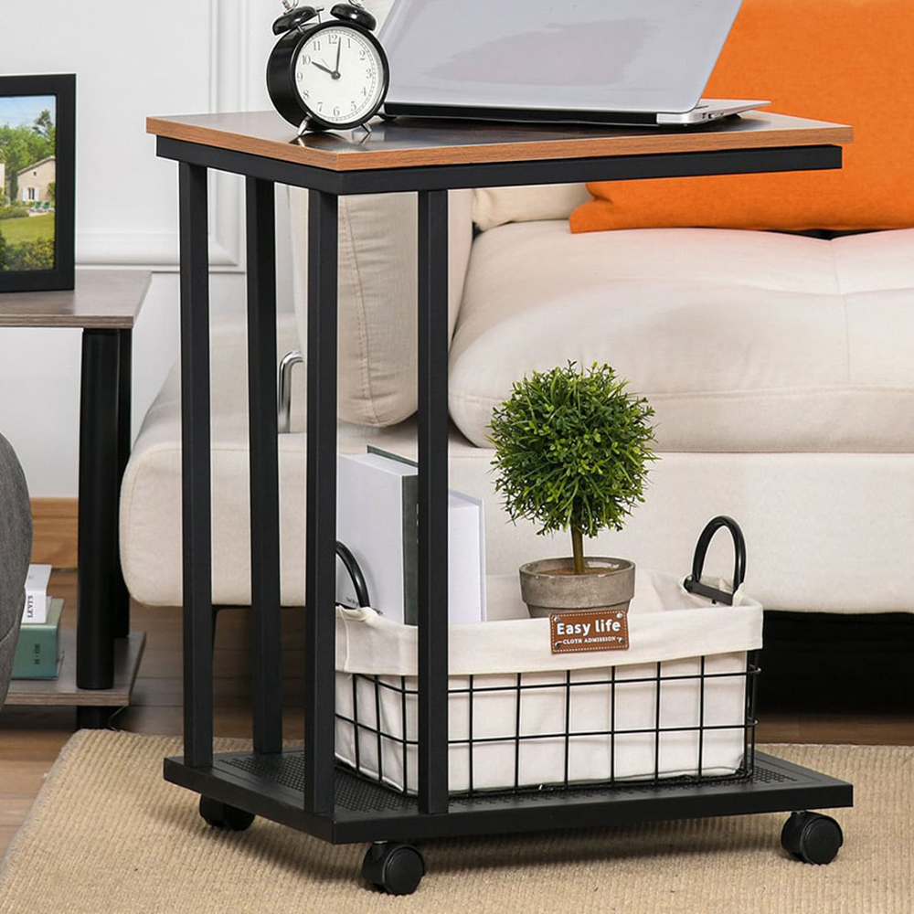 Portland Chestnut Brown C Shaped Side Table Image 1