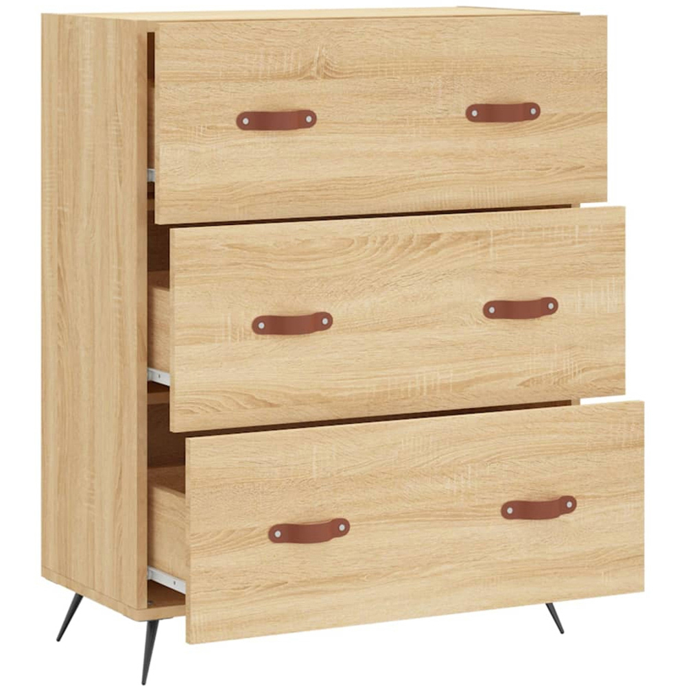 vidaXL 3 Drawer Sonoma Oak Wooden Chest of Drawers Image 6