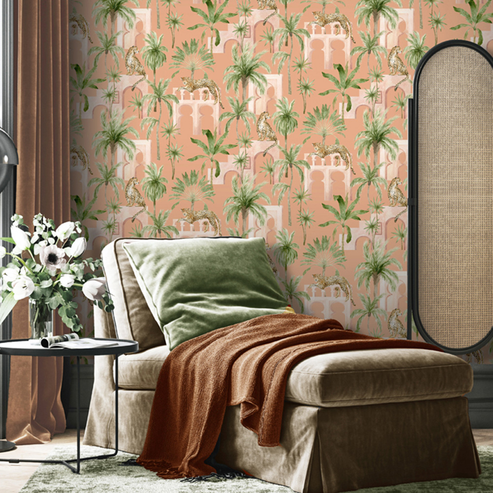 Arthouse Leopard Arches Terracotta Wallpaper Image 5