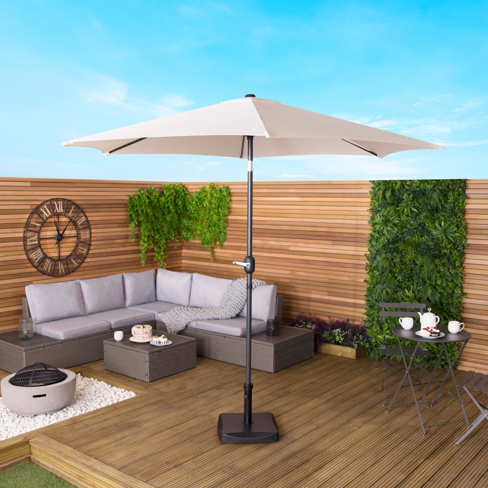 Charles Bentley Cream Metal Crank and Tilt Parasol 2.7m Image 2