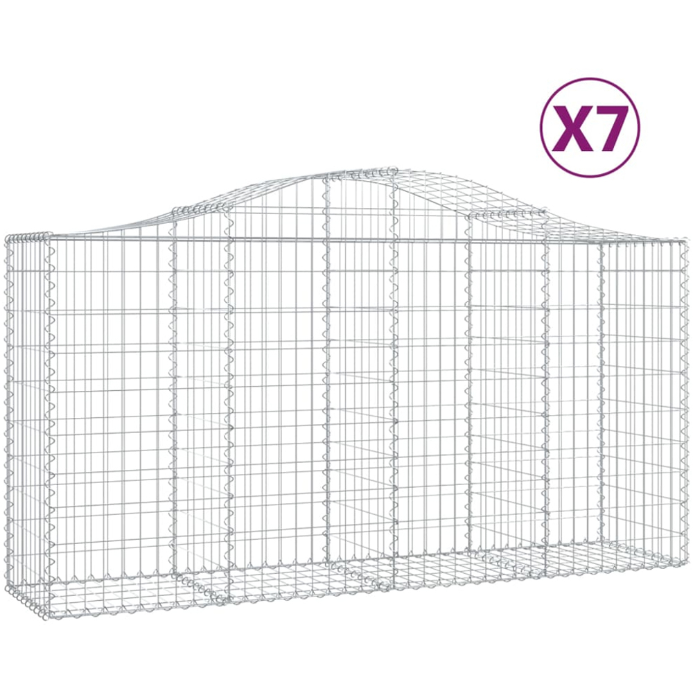 vidaXL Silver Galvanised Iron Arched Gabion Basket 200 x 50 x 100/120cm 7 Pack Image 2