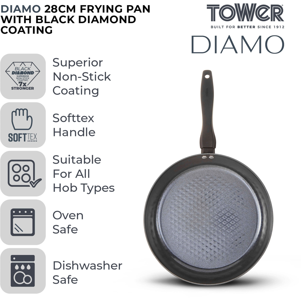 Tower Diamo 28cm Black Aluminium Non-Stick Frying Pan Image 4