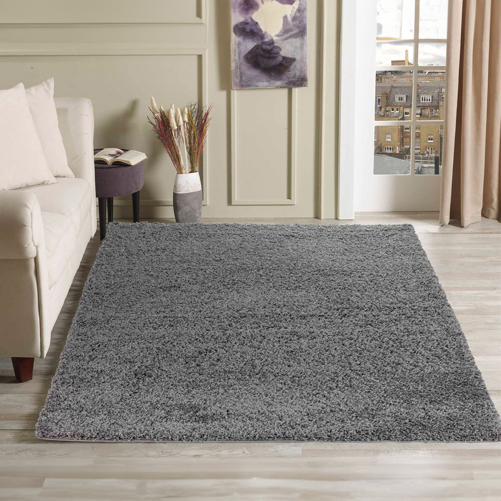 Desire Rugs Oxford Grey Plain Shaggy Rug 60 x 110cm Image 2