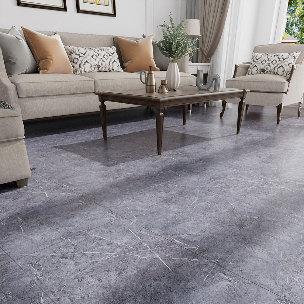 Living and Home Grey Vein Marble Texture PVC Floor Tile 24 Pack Image 4