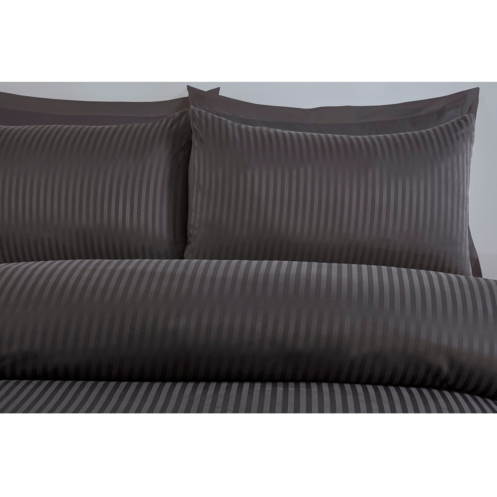 Pimlico Satin Stripe Duvet Set - Charcoal / Superking Image 3