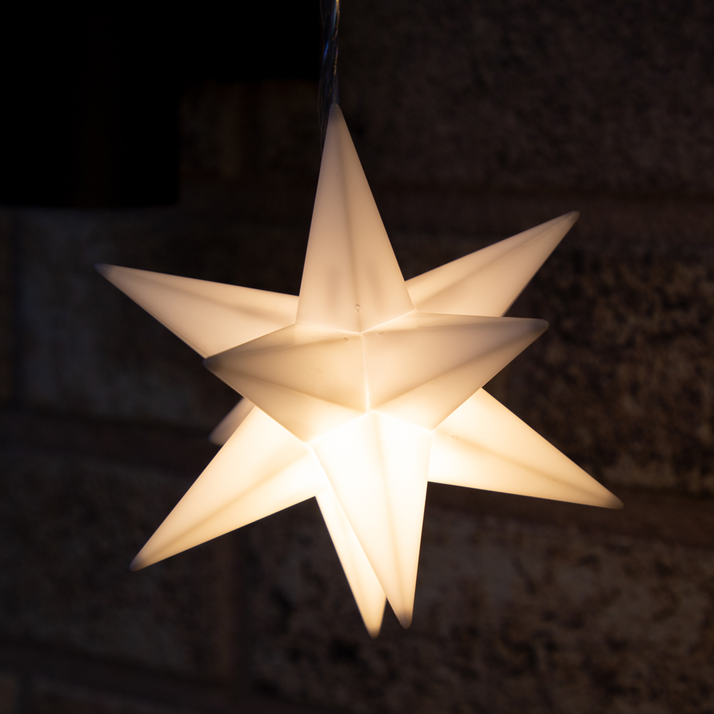 The Christmas Workshop 9 3D Star Warm White Curtain String Light Image 3