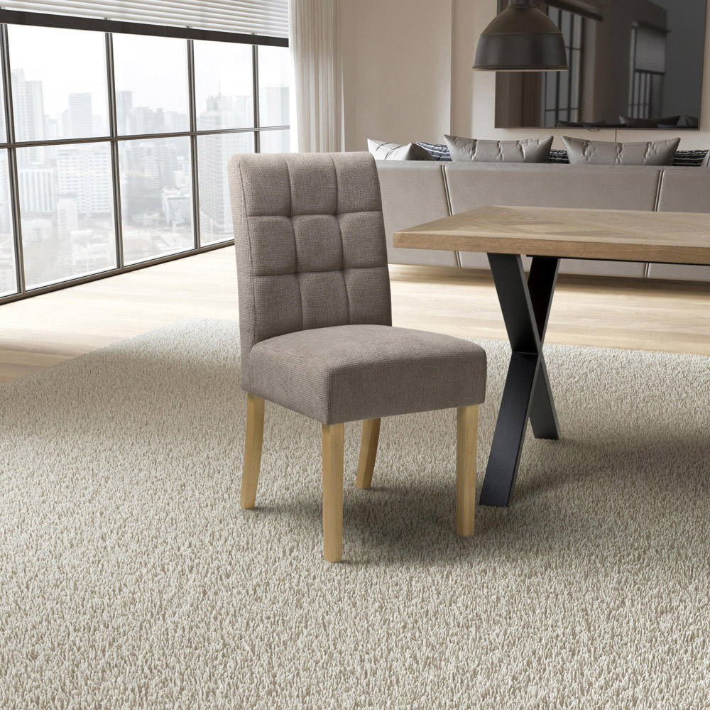 Portland Harlow Light Brown Flax Natural Legs Waffle Back Dining Chair Image 9