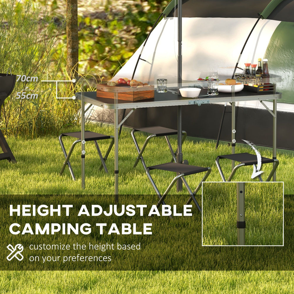Outsunny 4 Seater Black Foldable Camping Chair and Table Set Image 5