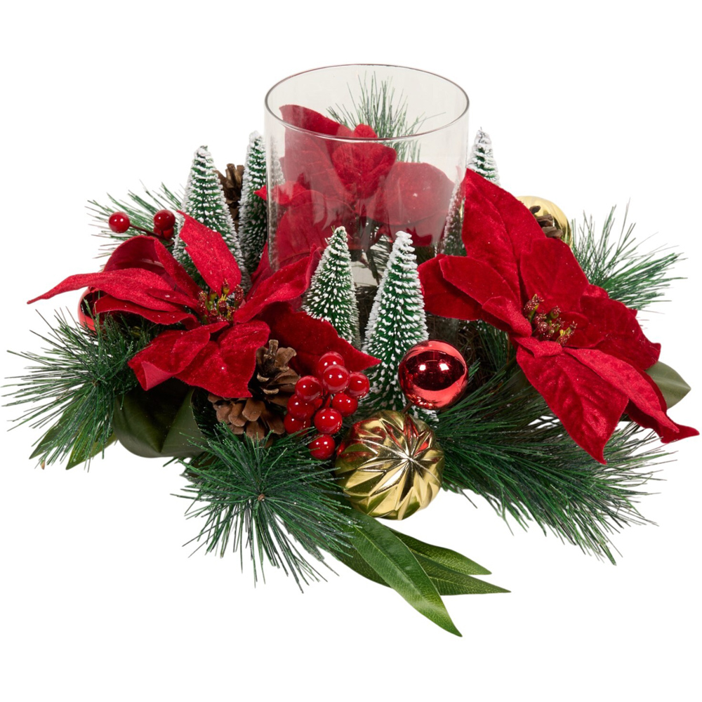 Christmas Poinsettia Candle Holder Image 2