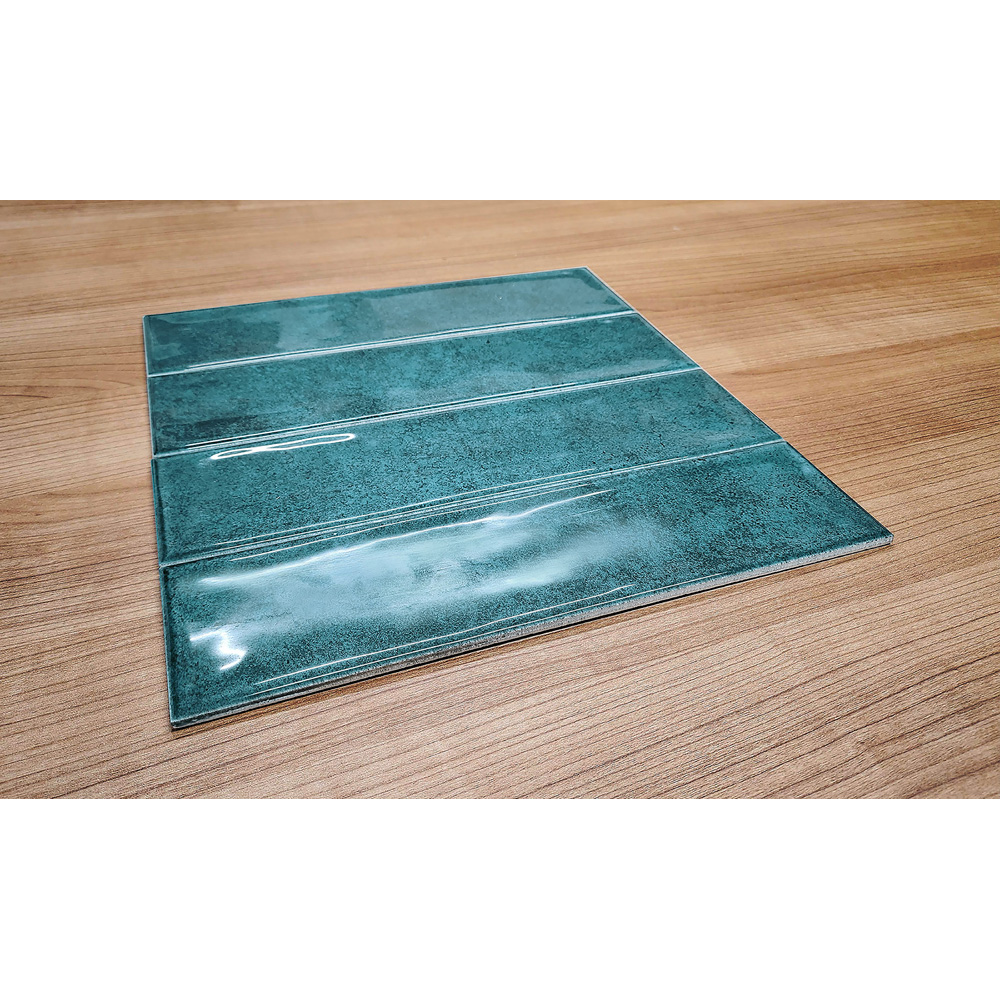 Top Ceramics Blue Gloss Flat Bumpy Metro Ceramic Wall Tile 300 x 75mm Image 3